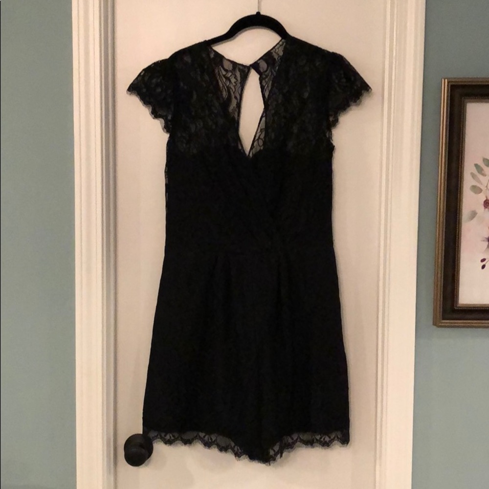 Black lace cocktail romper